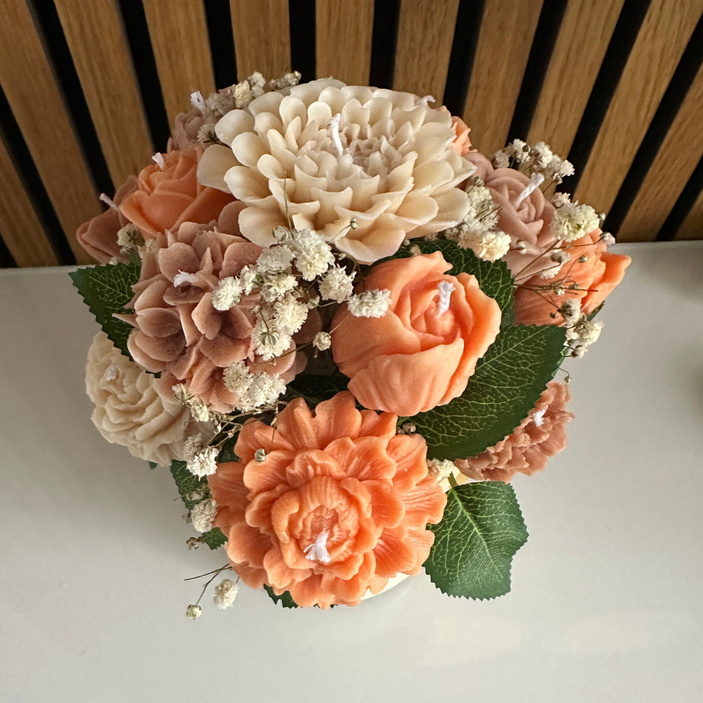Handmade Soy Wax Flower Bouquet – Peach Tones