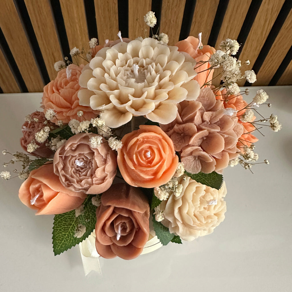 Handmade Soy Wax Flower Bouquet – Peach Tones