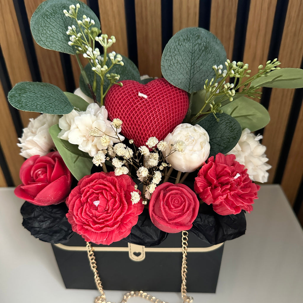 Handmade Red & Ivory Candle Bouquet