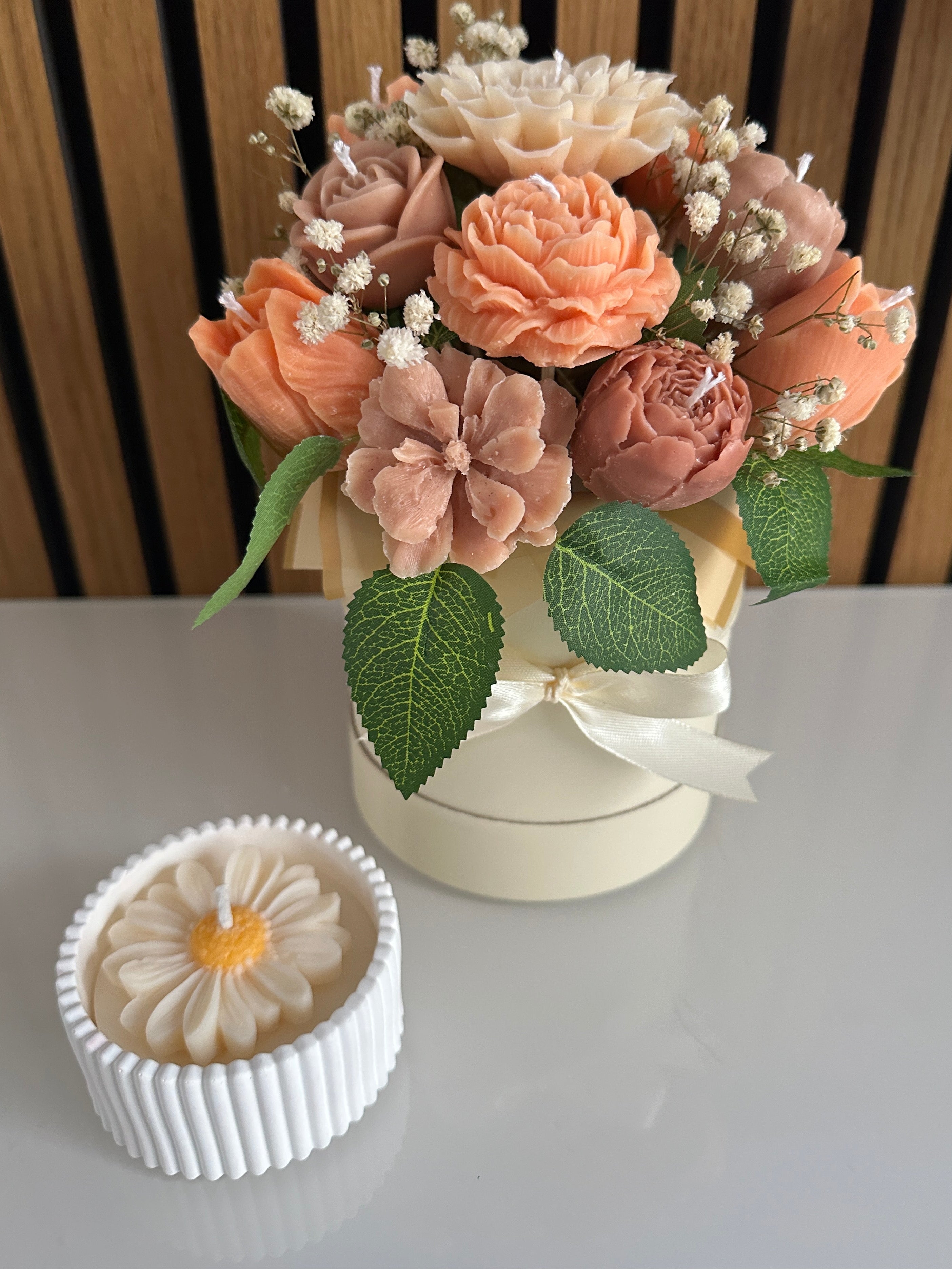 Handmade Soy Wax Flower Bouquet – Peach Tones