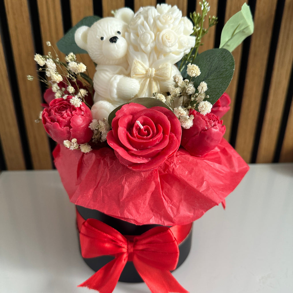 Handmade Valentine’s Wax Flower Bear Bouquet