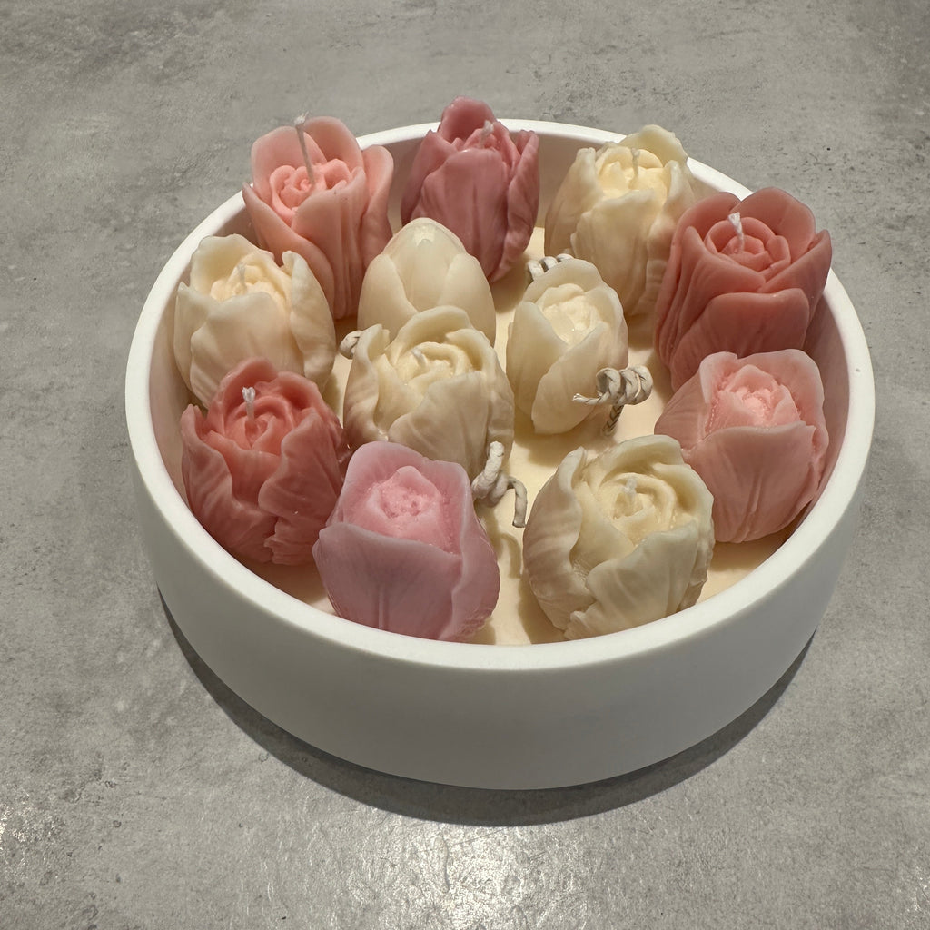 Handmade Ceramic with scented wax flower candles