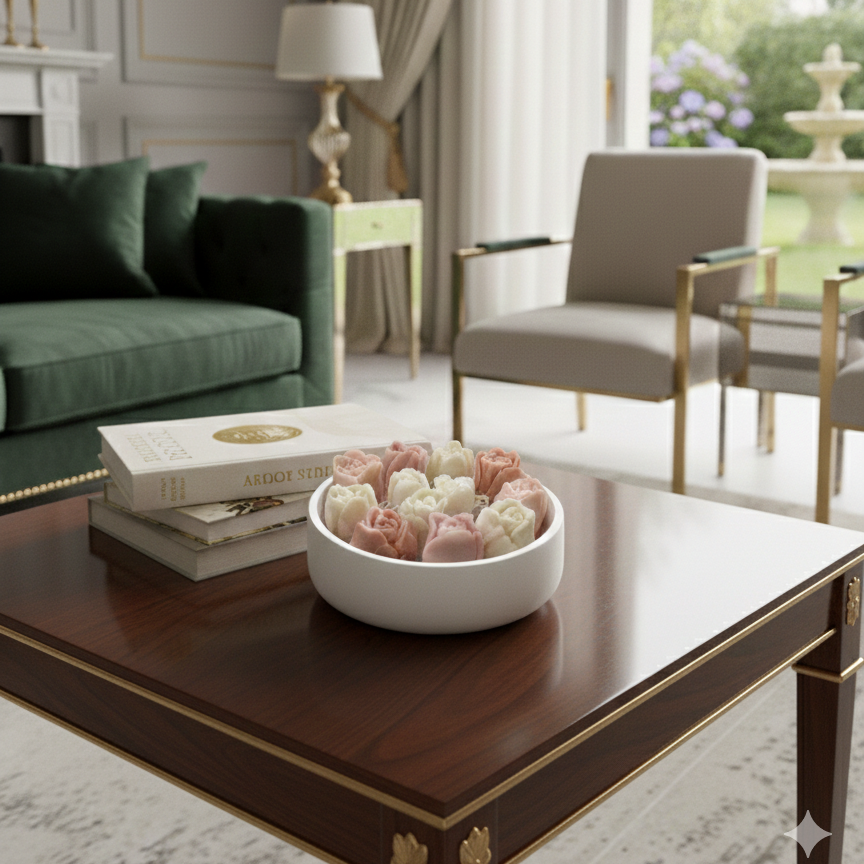 Handmade Ceramic with scented wax flower candles