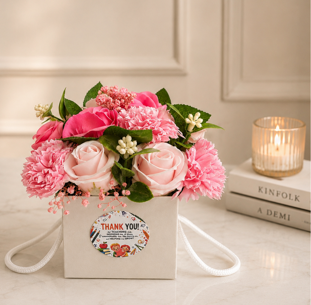 Pink Soap Flower Gift Box
